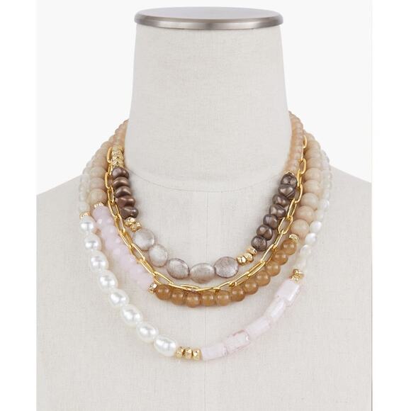 Talbots Pink Safari Statement Necklace EUC Unworn Career Wedding Guest Baby Girl - Picture 9 of 11